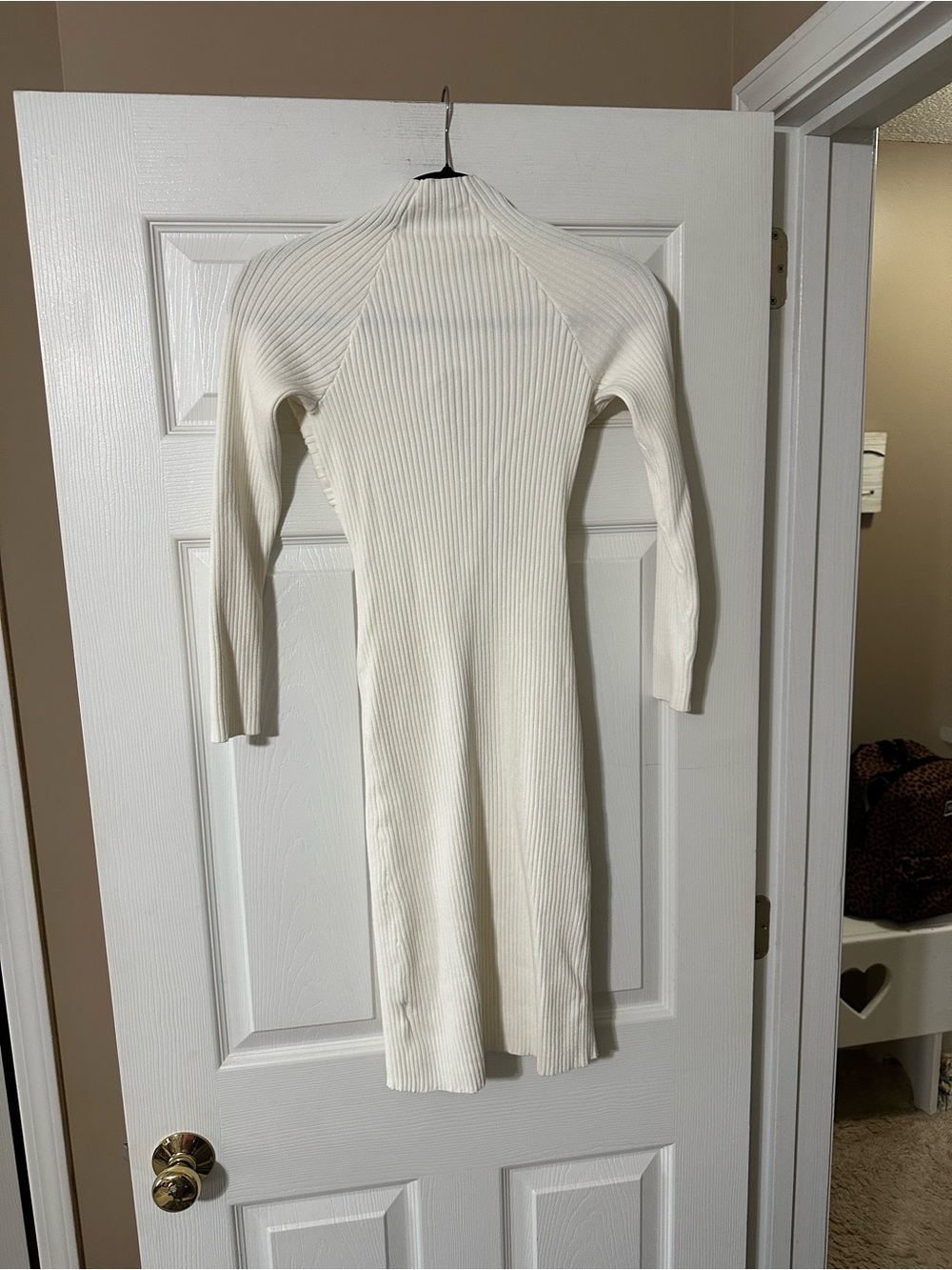 SwankStyles Ivory Ribbed Twist-Front Mini Dress - Picture 3 of 3